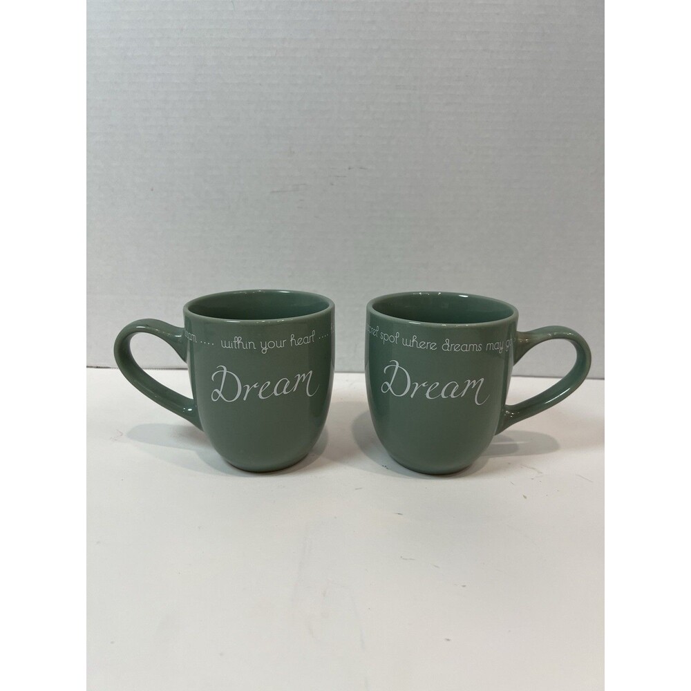 Dreams Circles of Love Canterbury Coffee Cups Mugs Sage Green Inspirational